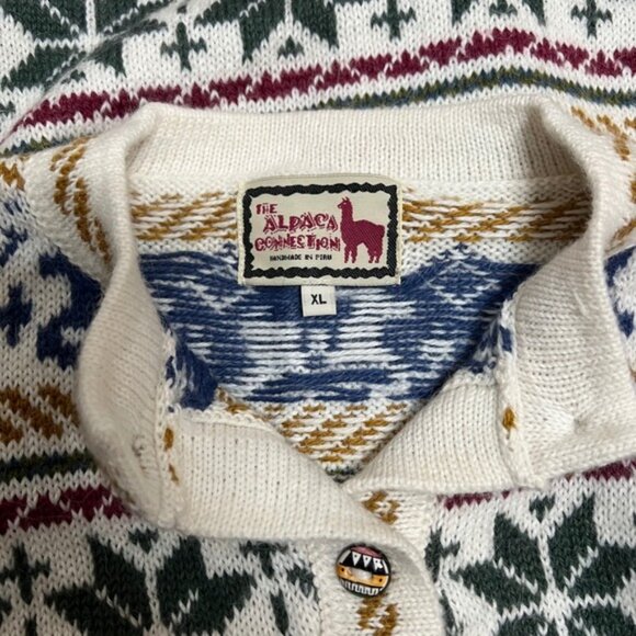 Alpaca Connection Wool Sweater Fair Isle Hand Knit Peruvian Women's Size XL - Picture 8 of 9